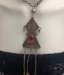 Ethnic Chandelier Necklace Boho Folk Bell Fringe Tribal Middle Eastern Statement
