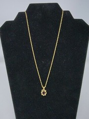Vintage Gold Tone Red Ruby Cubic Zirconia Pendant Necklace