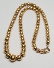 FA9637 Vintage Gold Filled Smooth Ball Beaded 16″ Necklace
