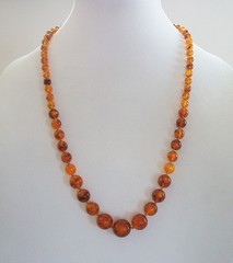 Art Deco Baltic Amber Necklace – Graduated Beads with Inclusions – Circa 1925