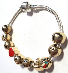 VINTAGE STUNNING STERLING EMOJI SLIDE CHARMS SIGNED 925 BRACELET