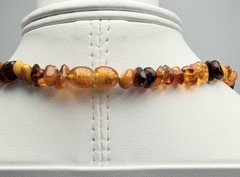 Vintage Baltic Amber Nugget Chip Necklace Honey Cognac Butterscotch 17in