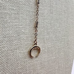 Vintage 90s Rose Gold tone Necklace Layering Chain Moon Pendant Lariat Jewelry