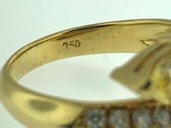 Yellow & Blue Pear Sapphires 1.80ct + Diamonds 0.60ct Cross-Over~18Kt Gold Ring