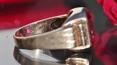 10k yellow gold ring 6.25ct lab created ruby solitaire sz: 11.75 vintage 7.3g N2