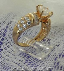 9 mm CUBIC ZIRCONIA VERMEIL over Sterling Silver 0.925 Estate Engage RING size 8