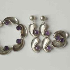 Antonio Pineda attributed Mexico sterling silver Amethyst Set