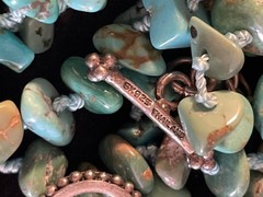 Vintage SX925 Sterling Silver Hand Knotted Turquoise Bead Long 90” Necklace