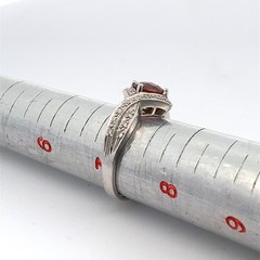 14K White Gold Pink Red Tourmaline Square Checkerboard Cut Diamond Ring Size 7