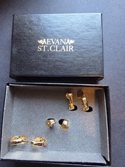 Evan St. Clair 3 Pair Gold Tone And Diamond Dust Clip On Earrings New