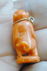 Victorian Hand Carved Monkey Pendant Charm FOB In Original Box