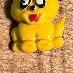 Vintage Yellow Cartoon Dog Brooch Pin Cute Puppy Novelty