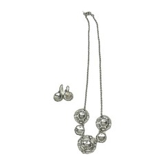 Vintage Marcasite Necklace & Pierced Ear Dangle Earrings | 3 Piece Jewelry Set