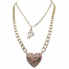 Juicy Couture Double layer Chain with Pink Rhinestones Heart