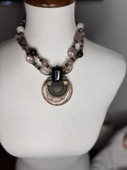 Vintage Anthony Alexander Natural Stone Statement Necklace