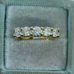 Art Deco 1.7Ct Round Cut ab Created Diamond 14K Gold Finish Engagement Band Ring
