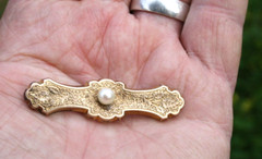 Antique Victorian Brooch/Pin, 10K GF with Pearl, Gorgeous