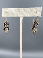 Vintage Earrings Sterling Silver 925 Citrine Anglesite Gemstone French Wire Hook