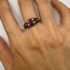 eBay Live Victorian Antique 15k Solid Yellow Gold Garnet Ring, Size 8.25