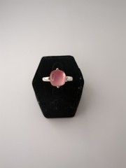 Lot of 2 Rings Size 8.25 Silver Tone Band Pink And Purple Stones