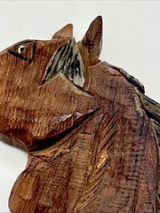 1940s World War 11 Hand Carved Horse Brooch Red Mill Equestrian Western Folk Art