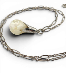 Vintage Floating Opal Sterling Silver Pendant Necklace 30mm 24 Inch Chain