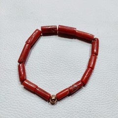 Italian Red Coral Bracelet Natural Coral Handmade Gemstone Stretchable Bracelet
