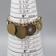 Vintage World Coin Charm Chain Bracelet Womens 6.5 In Travel Jewelry