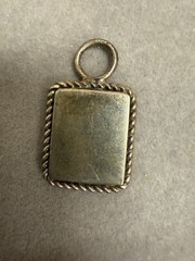Vintage 925 Sterling Silver Square Shape Collectible Pendant Charm w/ Rope Edge