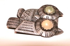 Vintage Sterling Silver LARGE Early Mexican OWL BROOCH Pin Pre 1948