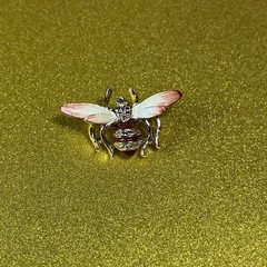 Vintage Brooch Bee Bug Insect Enameled Gold Tone Nature