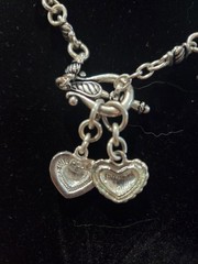 Premier Designs Inc Silver Tone Toggle Closure Heart Charm’s Necklace 16″.