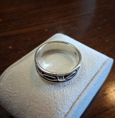 Vintage Sterling Barbed Wire 7.5MM WIDE Band Ring Size 13.5 6grams See Pics/Desc