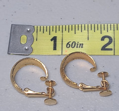 Vintage Gold Toned Textured Clip-On Hoop Earrings Pat.No 3176475