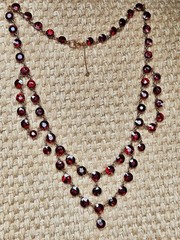 English Late Georgian Early Victorian Almandine Swags Garnet 9 KT Gold Necklace