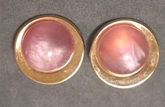 Vintage Pink Moonglow Lucite Dome Earrings Fried Eggs Vintage