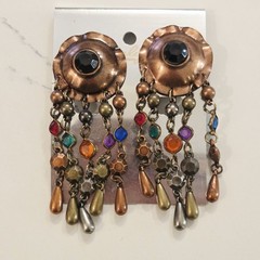 VTG NOS Gold Waterfall Chandelier Clip on Earrings 80 90s Deadstock Runway Lot 6