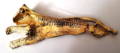 Panther/Jaguar Pin, Gold and Black Enamel, 3 1/4″ Vintage 1980s