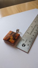 Vintage Sterling Silver Polish Baltic Amber 40mm 1.25” Square Medallion Pendant