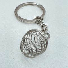 Vintage Y2K Silver-Tone Black Cord Spiral Cage Pendant & Key Chain Set Necklace