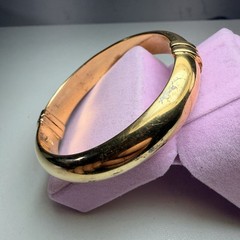 Hollow Gold Wash 925 Sterling 6-3/4″ x 1/2″ ITALY Vintage hinged Bangle Bracelet