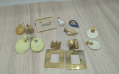 Vtg 80’s-90’s Big Enamel Earrings Geometric Retro Lot