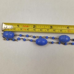 Antique Blue Swirl Glass Flapper Chain Necklace Hand Wired