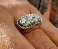 Vintage Art Deco Style Round Cut Lab Created Diamond 925 Silver Engagement Ring