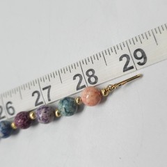 Multi-Color Semi Precious Stone Beaded Necklace Vintage Gold Spacers 29 in