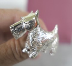 Vintage Silver Metal Alloy Scottie Dog Jewelry Pin Brooch 1.5″ L x 1.5″ H