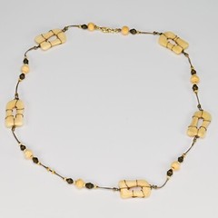 Original Vintage Designer MCM Bronze Bovine Coral Gemstone Bone Estate Necklace