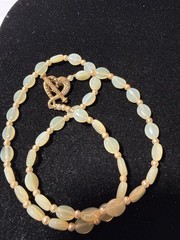 Vintage Opaline Glass Bead Necklace Heart Toggle Clasp 18” Lot# 1388