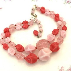 Vintage Lucite Necklace Bubblegum Spring Signed GERMANY Pastel Adjustable