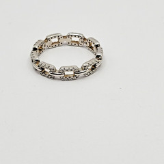 Sterling Silver Chain Link Diamond Eternity Band Ring ~ Size 8